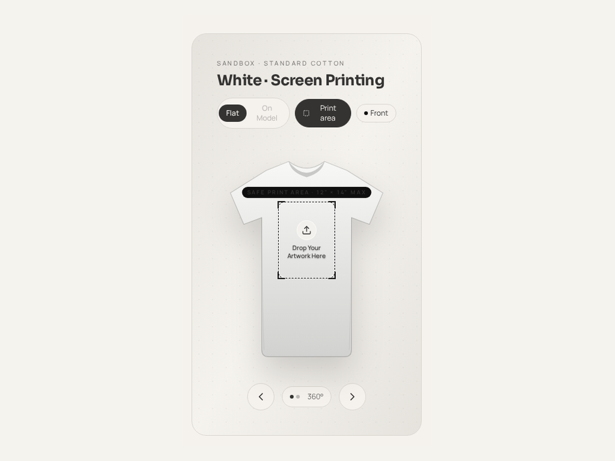 Artwork placed on a shirt in the design studio