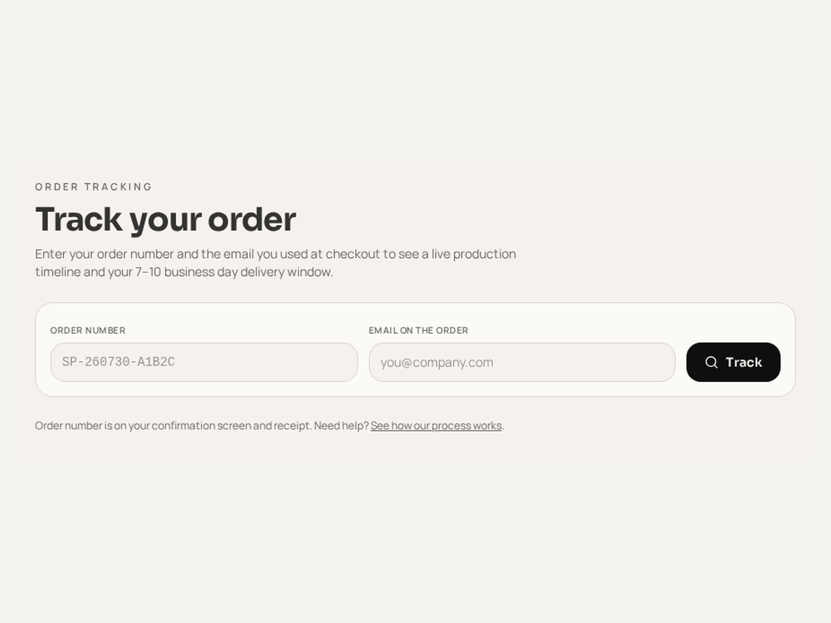 Order tracking screen